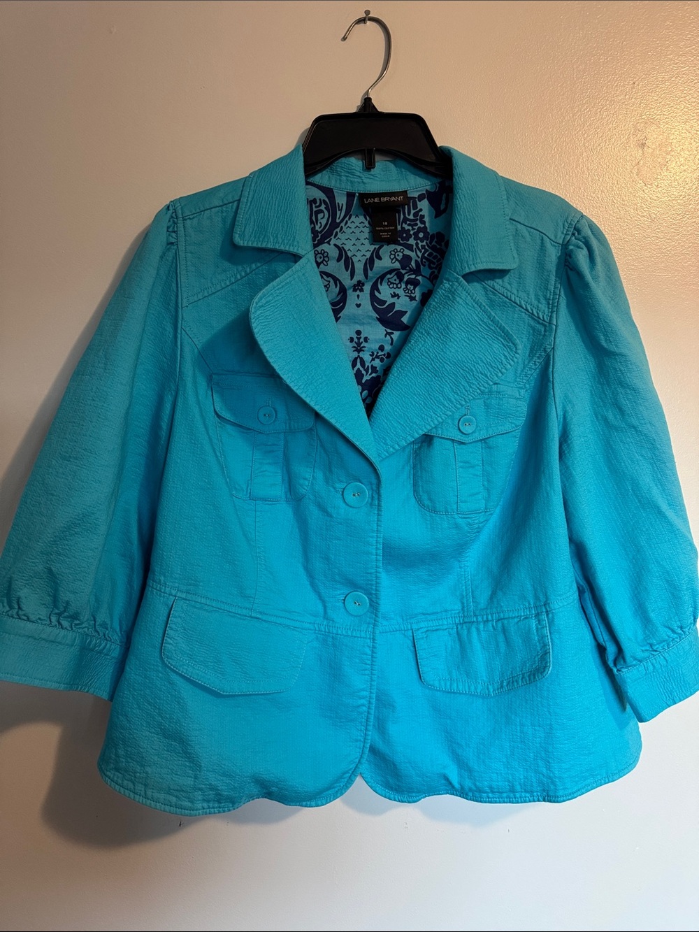 Lane Bryant Bright Turquoise Short Blazer